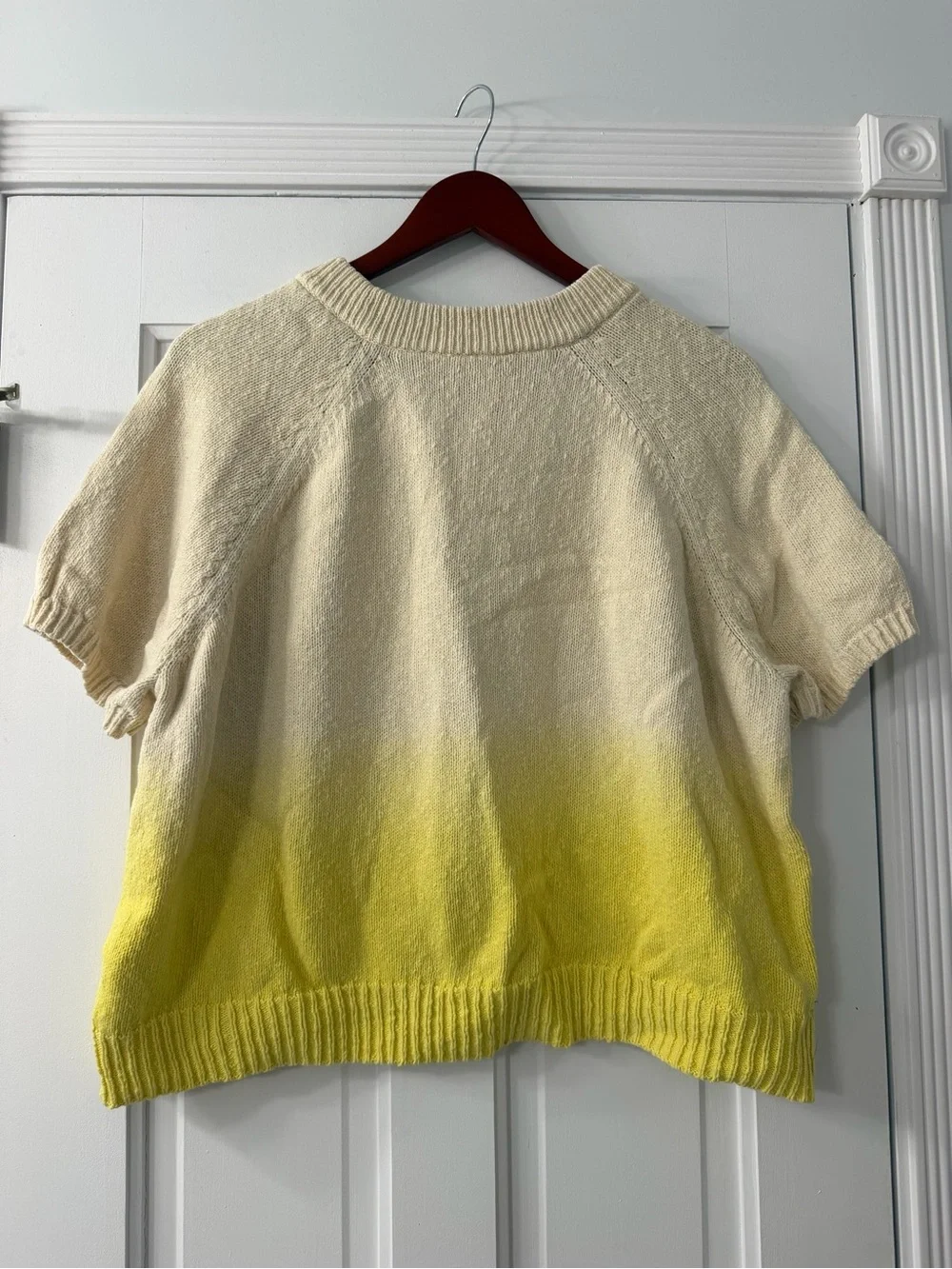 Dip Dye Yellow Ombre Short Sleeve Sweater